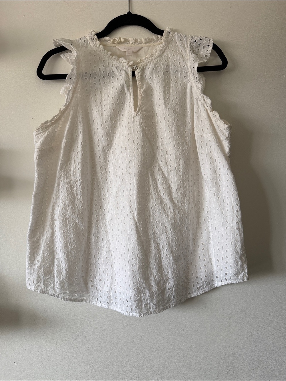 Lauren Conrad|Classic White Eyelet Sleeveless Top|Large|EUC